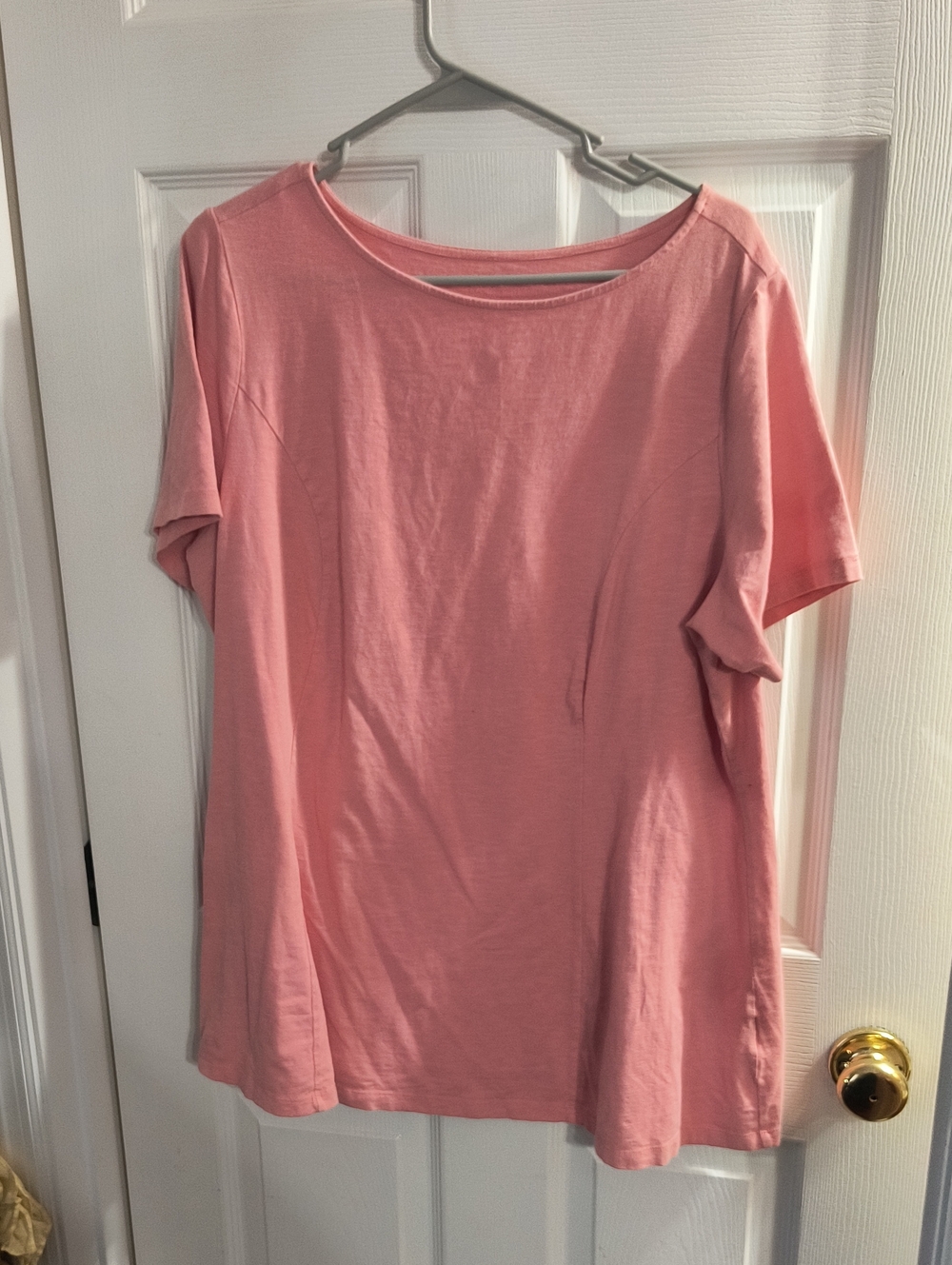 Denim & Co Fit Flaire Women's Pink Short-Sleeve Relaxed Tee